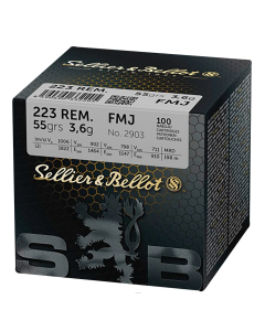 Sellier & Bellot FMJ 55grs / 3.6g Bulk (100) .223 Rem